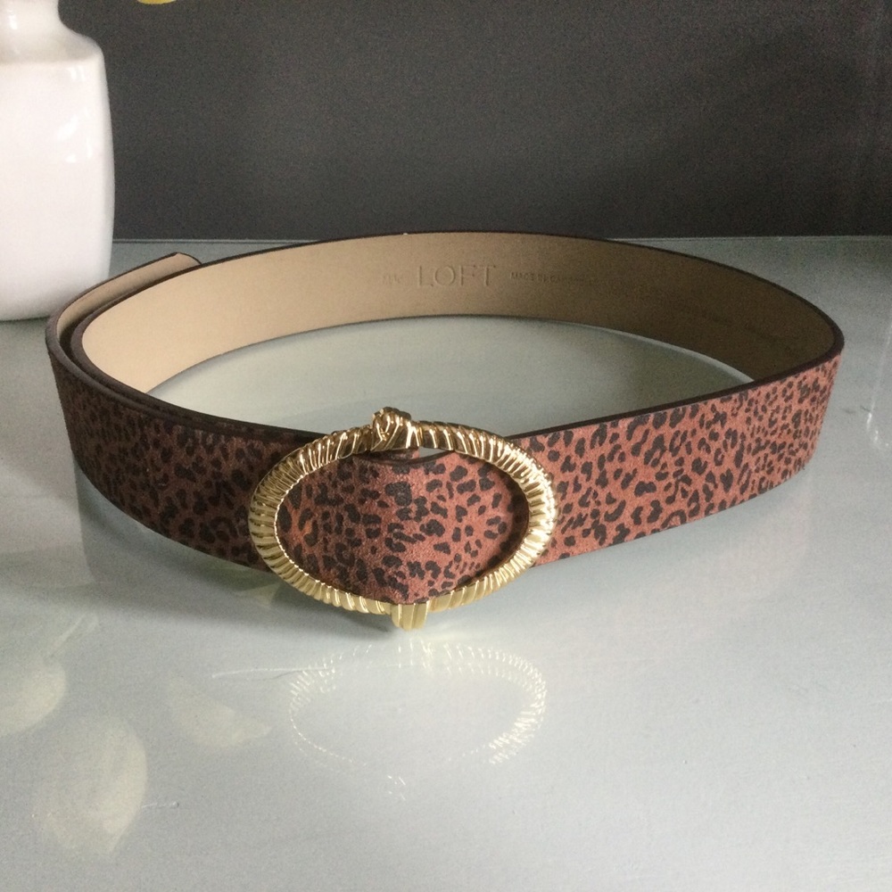 Animal Print LOFT Leather Belt Size M/L